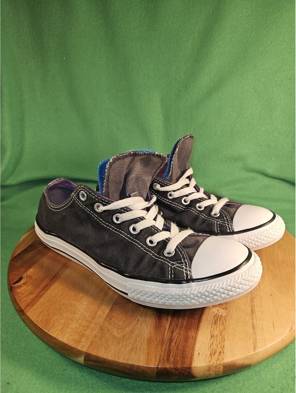Converse All Star Chuck Taylor Black & Purple Double Tongue Junior Size 5